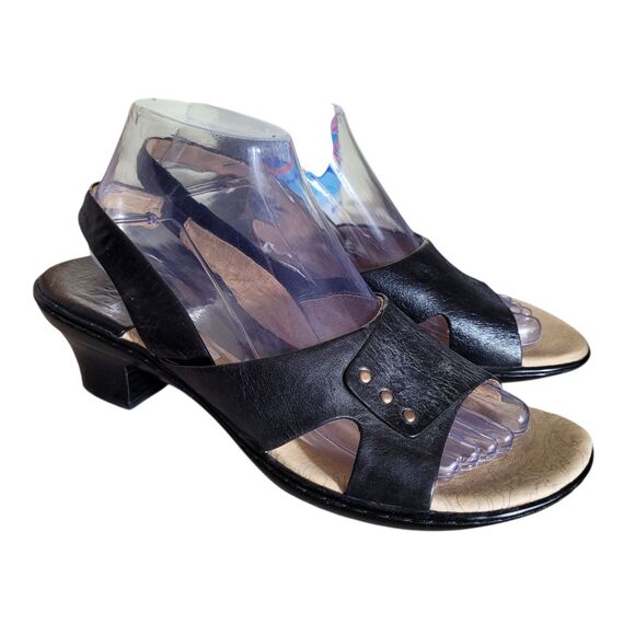 Sofft Angelina Slingback Kitten Heels Sandals Women's 8.5 Black Leather Comfy - Picture 3 of 10
